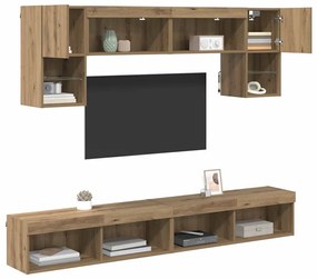 Μονάδες Τοίχου ΤV με LED 6 pcs Artisan Oak Επεξεργασμένο ξύλο
