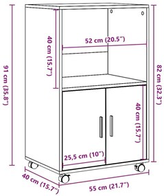 Ντουλάπι Τροχήλατο Καφέ Δρυς 55x40x91 εκ. από Επεξ. Ξύλο - Καφέ