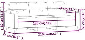 Καναπές Τριθέσιος Μπεζ 180 εκ. Ύφασμα Μικροϊνών - Μπεζ