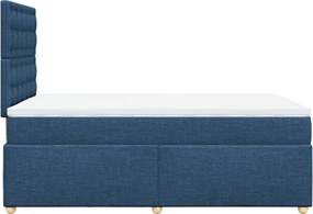 vidaXL Κρεβάτι Boxspring με Στρώμα Μπλε 120x200 εκ. Υφασμάτινο