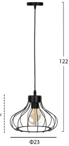 ΦΩΤΙΣΤΙΚΟ ΟΡΟΦΗΣ ΚΡΕΜΑΣΤΟ HM4114 ΜΑΥΡΟ ΜΕΤΑΛΛΙΚΟ ΣΦΑΙΡΙΚΟ ΚΑΠΕΛΟ Φ23x122Yεκ.