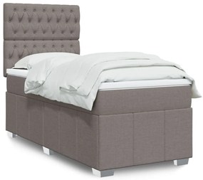 vidaXL Κρεβάτι Boxspring με Στρώμα Taupe 100 x 200 εκ. Υφασμάτινο
