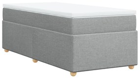 Κρεβάτι Boxspring με Στρώμα Ανοιχτό Γκρι 90x190 εκ. Υφασμάτινο - Γκρι