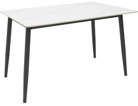 Τραπέζι Gustas pakoworld λευκό μαρμάρου sintered stone-μαύρο μέταλλο 120x80x76εκ