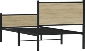 vidaXL Σκελετός Κρεβ. Χωρίς Στρώμα Sonoma Δρυς 100x190 εκ. Μεταλλικό