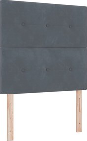 vidaXL Κρεβάτι Box Spring με Στρώμα και LED Σκούρο Γκρι 90 x 190 cm