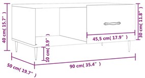 Τραπεζάκι Σαλονιού Λευκό 90x50x40 εκ. Επεξεργασμένο Ξύλο - Λευκό