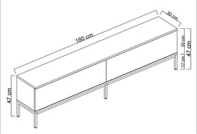 ΕΠΙΠΛΟ ΤΗΛΕΟΡΑΣΗΣ LORD MEGAPAP ΧΡΩΜΑ ΜΑΥΡΟ 180X30X47ΕΚ.