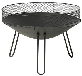 Εστία φωτιάς εξωτερικού χώρου με πόδια στήριξης, 60x44cm, Μαύρο