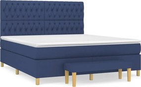 vidaXL Κρεβάτι Boxspring με Στρώμα Μπλε 180x200 εκ. Υφασμάτινο