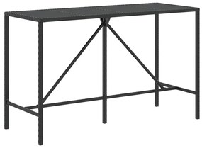 Τραπέζι Μπαρ με Γυάλ. Επιφάνεια Μαύρο 180x70x110 εκ Συνθ. Ρατάν - Μαύρο
