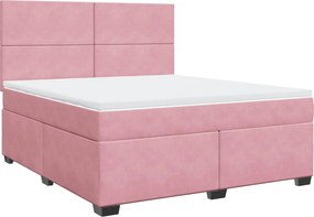 vidaXL Κρεβάτι Boxspring με Στρώμα Ροζ 180x200 εκ. Βελούδινο