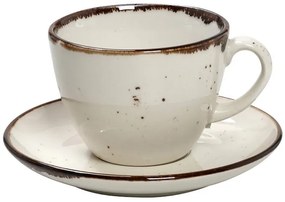 Φλυτζάνι Με Πιατάκι Cappuccino Πορσελάνης 220ml Terra Cream ESPIEL TLK111K6