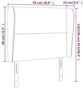 Κεφαλάρι με Πτερύγια Σκούρο Καφέ 93 x 23 x 118/128εκ.Υφασμάτινο 3117661