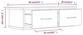 Ντουλάπι Τοίχου Γκρι Sonoma 60x26x18,5 εκ. Επεξεργασμένο Ξύλο - Γκρι