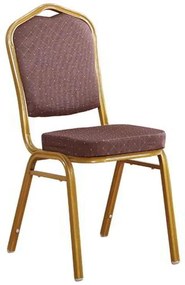 Καρέκλα HILTON Μεταλλική Gold/Ύφασμα Καφέ 44x55x93cm