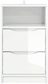 vidaXL Κομοδίνο με συρτάρι Υψηλής γυαλάδας λευκό 40 x 30 x 467 εκ