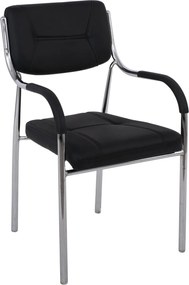 ALPHA Πολυθρόνα Γραφείου Επισκέπτη, Χρώμιο, Pu Μαύρο   1τμχ