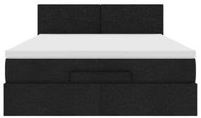 vidaXL Οθωμανικό κρεβάτι με στρώμα Μαύρο 140x200cm Ύφασμα