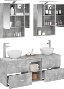 vidaXL Σετ Ντουλαπιών Μπάνιου 5 pcs Γκρι Σκυροδέματος
