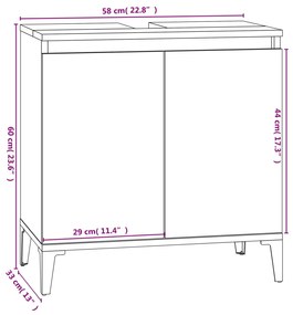 Ντουλάπι Νιπτήρα Grey Sonoma 58 x 33 x 60 εκ. Επεξεργ. Ξύλο - Γκρι