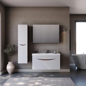 Martin Smile 100 White Matt  MDF - Πάγκος με Νιπτήρα &amp; Καθρέπτη