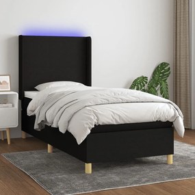 ΚΡΕΒΑΤΙ BOXSPRING ΜΕ ΣΤΡΩΜΑ &amp; LED ΜΑΥΡΟ 90X200 ΕΚ. ΥΦΑΣΜΑΤΙΝΟ 3138687