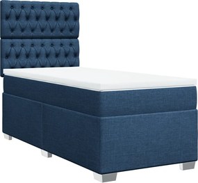 vidaXL Κρεβάτι Boxspring με Στρώμα Μπλε 100 x 200 εκ. Υφασμάτινο