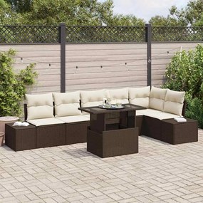 vidaXL Σετ Καναπέ Κήπου με αποθήκευση 7 pcs Καφέ Πολυ ράταν