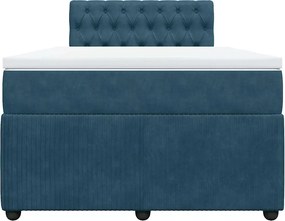 vidaXL Κρεβάτι Boxspring με Στρώμα Μπλε 120x200 εκ. Βελούδινο