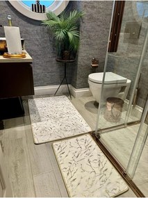 Stewehome Σετ 2 τεμαχίων μπανμπού χαλιών μπάνιου με αντιολισθητική δερμάτινη βάση και ψηφιακή εκτύπωση 60x100x6 cm