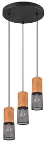 Φωτιστικό Οροφής Tosh 304330332 Ø28x150cm Natural-Black Trio Lighting Metal,Wood