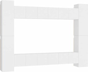 vidaXL Έπιπλα Τηλεόρασης Σετ 10 Τεμαχίων Λευκό από Επεξ. Ξύλο