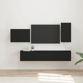 vidaXL Σετ τοίχου για τηλεόραση 4 pcs Μαύρο Επεξεργασμένο ξύλο