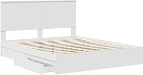 vidaXL Κρεβάτι Αποθήκης Λευκό 160 x 200 cm Επεξεργασμένο ξύλο