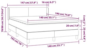 vidaXL Κρεβάτι Boxspring με Στρώμα Taupe 140x190 εκ. Υφασμάτινο