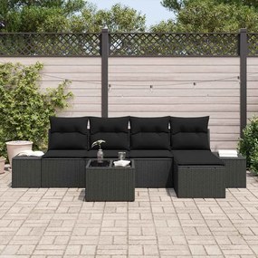 vidaXL Σετ Καναπέ Κήπου 6 pcs Μαύρο Πολυ ράταν