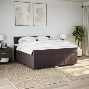 vidaXL Κρεβάτι Boxspring με Στρώμα Σκούρο Καφέ 180x200 εκ Υφασμάτινο