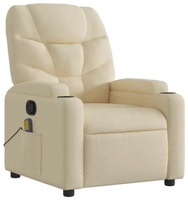 vidaXL Πολυθρόνα Μασάζ Ανακλινόμενη Κρεμ Υφασμάτινη