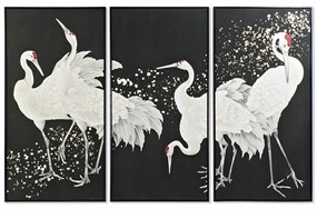 Σετ με 3 κάδρα DKD Home Decor Ανατολικó Ερωδιός (210 x 4 x 140 cm)