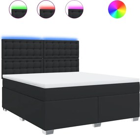 vidaXL Κρεβάτι Boxspring με Στρώμα Μαύρο 180x200εκ.από Συνθετικό Δέρμα