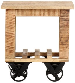 vidaXL Βοηθητικό Τραπέζι με Ρόδες 40x40x42 εκ. Ακατέργαστο Ξύλο Μάνγκο