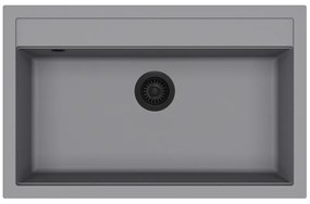 Helika Quadro SQQ 103 Ένθετος Γρανιτένιος Νεροχύτης με Βαλβίδα Μαύρη Μ79.5xΠ50.5cm Γκρί
