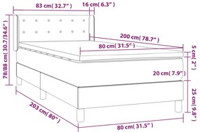 vidaXL Κρεβάτι Boxspring με Στρώμα Μπλε 80x200 εκ. Υφασμάτινο