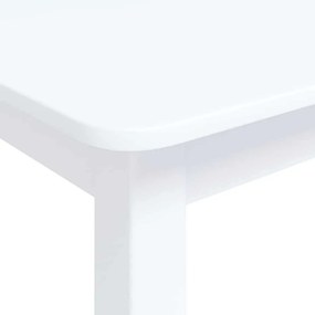 vidaXL Τραπεζαρία Λευκή 114x71x75 εκ. από Μασίφ Ξύλο Καουτσουκόδεντρου