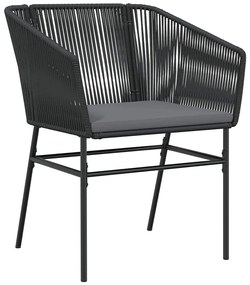 vidaXL Σέτ φαγητού για κήπο 3 pcs Μαύρο Χάλυβας με επίστρωση πούδρας