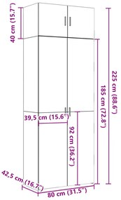 Ραφιέρα με Ντουλάπια Γκρι Sonoma 80x42,5x225εκ Επεξ. Ξύλο - Γκρι