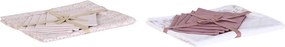 Τραπεζομάντιλο και πετσέτες DKD Home Decor 150 x 150 x 0,5 cm Ροζ Λευκό (x2)