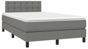 Κρεβάτι Boxspring με Στρώμα &amp; LED Σκ.Γκρι 120x190εκ. Υφασμάτινο - Γκρι