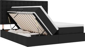 vidaXL Κρεβάτι Αποθήκης Μαύρο 200 x 200 cm Ύφασμα